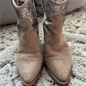 Dolce Vita Tan and Silver Ankle Booties